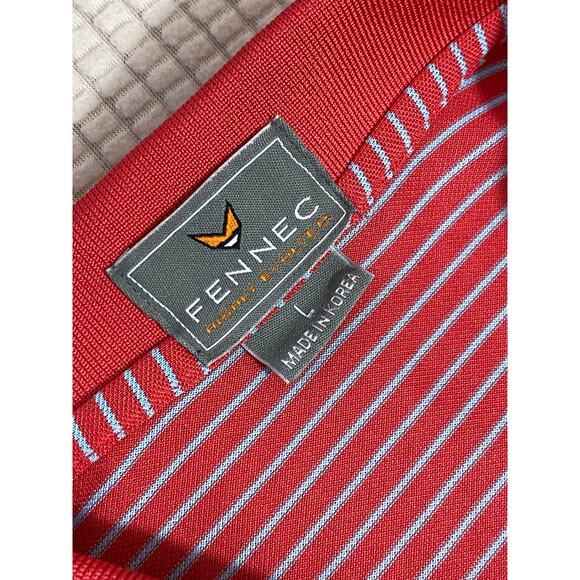 Fennec Polo Shirt Performance Golf Red Gray Striped Short Sleeve Men's Large - Picture 8 of 8